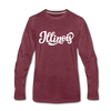 Illinois Long Sleeve T-Shirt - Hand Lettered Unisex Illinois Long Sleeve Shirt - heather burgundy