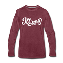 Illinois Long Sleeve T-Shirt - Hand Lettered Unisex Illinois Long Sleeve Shirt - heather burgundy