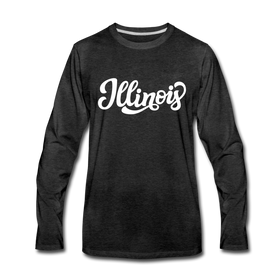 Illinois Long Sleeve T-Shirt - Hand Lettered Unisex Illinois Long Sleeve Shirt - charcoal gray