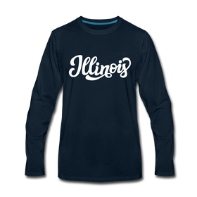 Illinois Long Sleeve T-Shirt - Hand Lettered Unisex Illinois Long Sleeve Shirt - deep navy