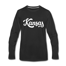 Kansas Long Sleeve T-Shirt - Hand Lettered Unisex Kansas Long Sleeve Shirt - black