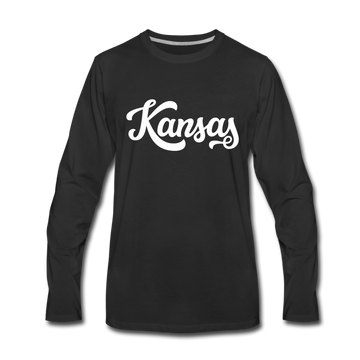 Kansas Long Sleeve T-Shirt - Hand Lettered Unisex Kansas Long Sleeve Shirt - black