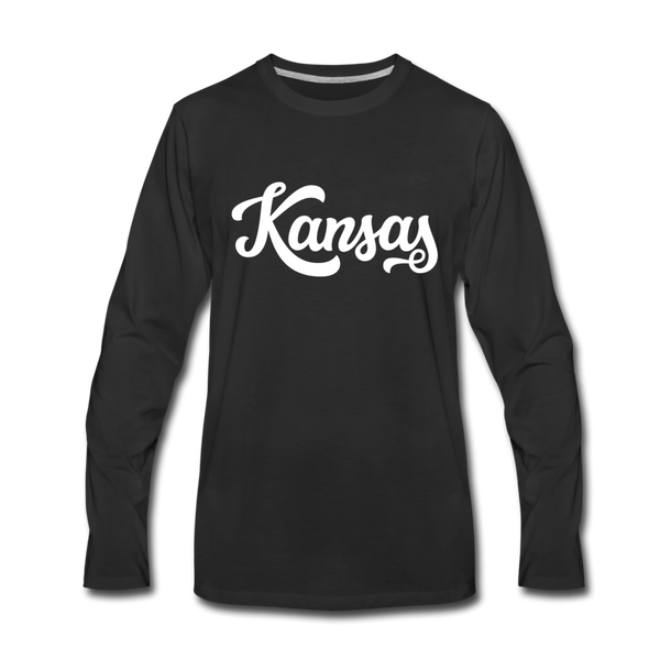 Kansas Long Sleeve T-Shirt - Hand Lettered Unisex Kansas Long Sleeve Shirt - black