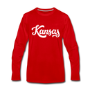 Kansas Long Sleeve T-Shirt - Hand Lettered Unisex Kansas Long Sleeve Shirt - red