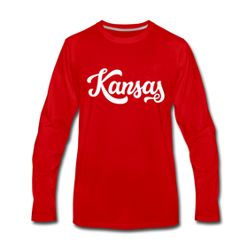 Kansas Long Sleeve T-Shirt - Hand Lettered Unisex Kansas Long Sleeve Shirt - red