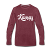 Kansas Long Sleeve T-Shirt - Hand Lettered Unisex Kansas Long Sleeve Shirt - heather burgundy
