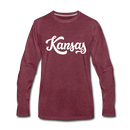 Kansas Long Sleeve T-Shirt - Hand Lettered Unisex Kansas Long Sleeve Shirt - heather burgundy