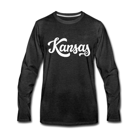 Kansas Long Sleeve T-Shirt - Hand Lettered Unisex Kansas Long Sleeve Shirt - charcoal gray