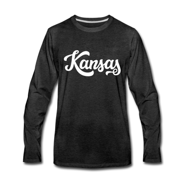 Kansas Long Sleeve T-Shirt - Hand Lettered Unisex Kansas Long Sleeve Shirt - charcoal gray