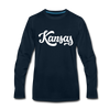 Kansas Long Sleeve T-Shirt - Hand Lettered Unisex Kansas Long Sleeve Shirt - deep navy