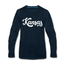 Kansas Long Sleeve T-Shirt - Hand Lettered Unisex Kansas Long Sleeve Shirt - deep navy
