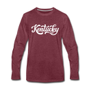 Kentucky Long Sleeve T-Shirt - Hand Lettered Unisex Kentucky Long Sleeve Shirt - heather burgundy