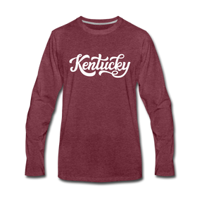Kentucky Long Sleeve T-Shirt - Hand Lettered Unisex Kentucky Long Sleeve Shirt - heather burgundy