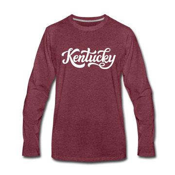 Kentucky Long Sleeve T-Shirt - Hand Lettered Unisex Kentucky Long Sleeve Shirt - heather burgundy