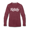Kentucky Long Sleeve T-Shirt - Hand Lettered Unisex Kentucky Long Sleeve Shirt - heather burgundy
