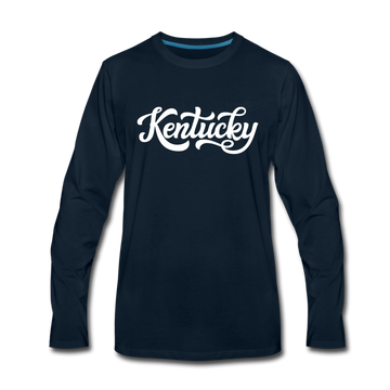 Kentucky Long Sleeve T-Shirt - Hand Lettered Unisex Kentucky Long Sleeve Shirt - deep navy