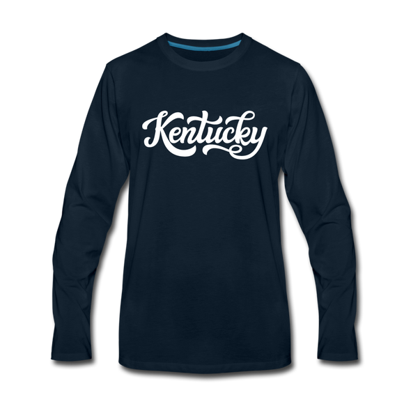 Kentucky Long Sleeve T-Shirt - Hand Lettered Unisex Kentucky Long Sleeve Shirt - deep navy