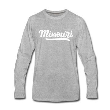 Missouri Long Sleeve T-Shirt - Hand Lettered Unisex Missouri Long Sleeve Shirt - heather gray