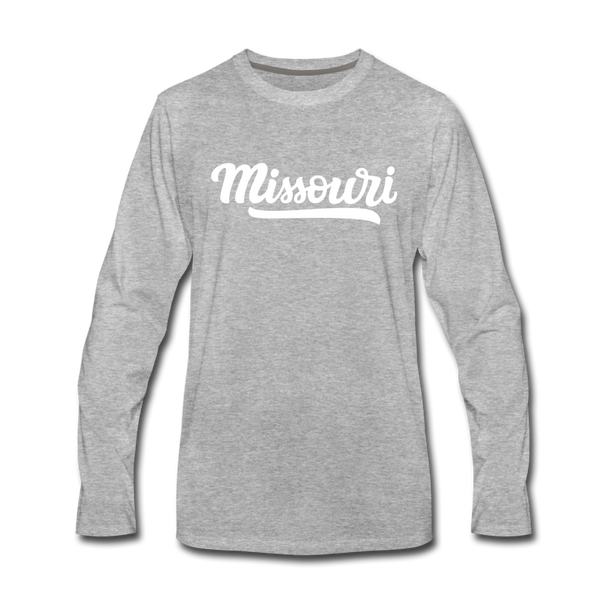 Missouri Long Sleeve T-Shirt - Hand Lettered Unisex Missouri Long Sleeve Shirt - heather gray
