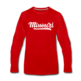 Missouri Long Sleeve T-Shirt - Hand Lettered Unisex Missouri Long Sleeve Shirt - red
