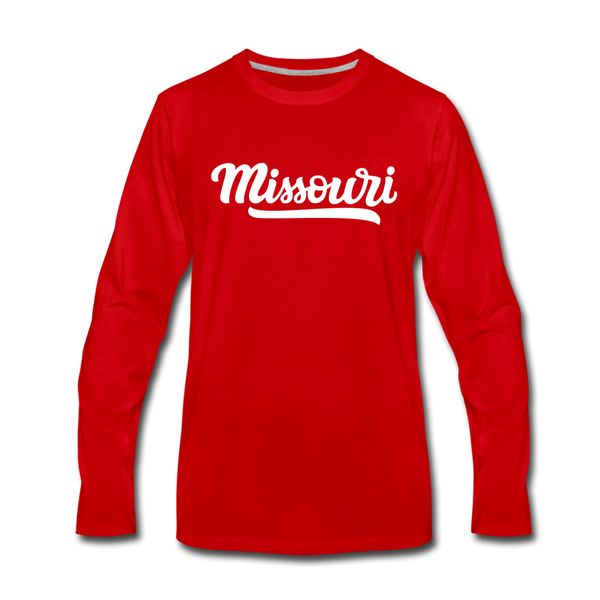 Missouri Long Sleeve T-Shirt - Hand Lettered Unisex Missouri Long Sleeve Shirt - red