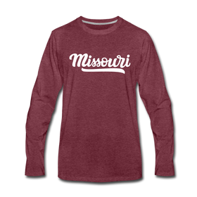 Missouri Long Sleeve T-Shirt - Hand Lettered Unisex Missouri Long Sleeve Shirt - heather burgundy
