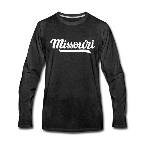 Missouri Long Sleeve T-Shirt - Hand Lettered Unisex Missouri Long Sleeve Shirt - charcoal gray