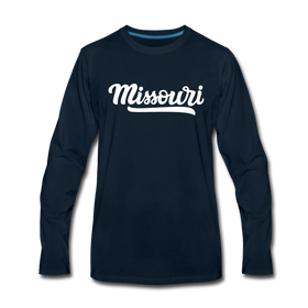 Missouri Long Sleeve T-Shirt - Hand Lettered Unisex Missouri Long Sleeve Shirt - deep navy