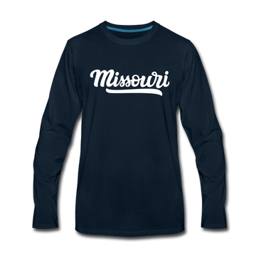 Missouri Long Sleeve T-Shirt - Hand Lettered Unisex Missouri Long Sleeve Shirt - deep navy