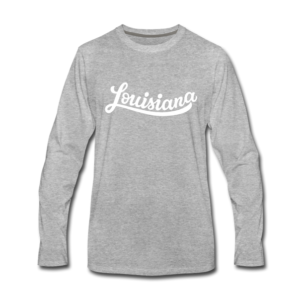 Louisiana Long Sleeve T-Shirt - Hand Lettered Unisex Louisiana Long Sleeve Shirt - heather gray