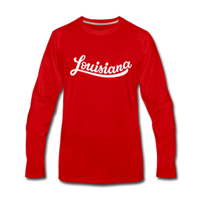 Louisiana Long Sleeve T-Shirt - Hand Lettered Unisex Louisiana Long Sleeve Shirt - red
