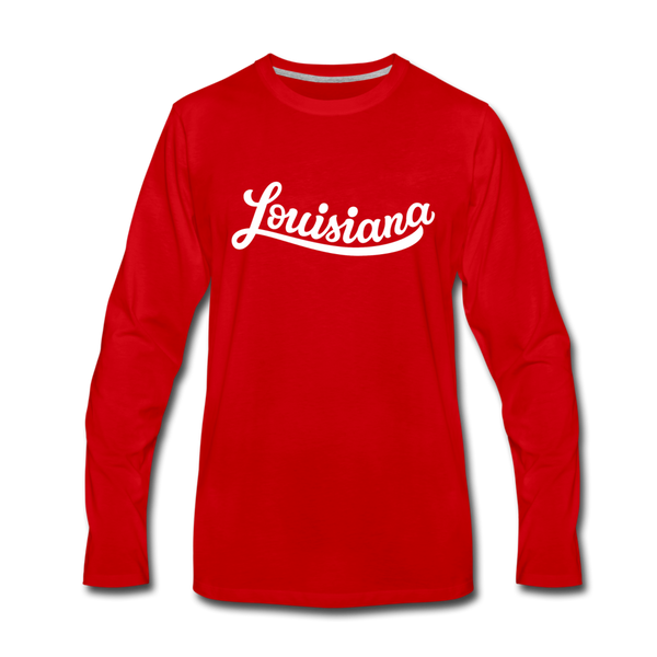 Louisiana Long Sleeve T-Shirt - Hand Lettered Unisex Louisiana Long Sleeve Shirt - red