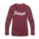 Louisiana Long Sleeve T-Shirt - Hand Lettered Unisex Louisiana Long Sleeve Shirt - heather burgundy