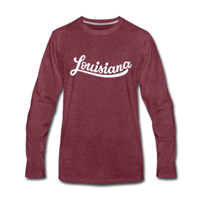 Louisiana Long Sleeve T-Shirt - Hand Lettered Unisex Louisiana Long Sleeve Shirt - heather burgundy