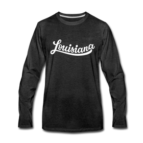 Louisiana Long Sleeve T-Shirt - Hand Lettered Unisex Louisiana Long Sleeve Shirt - charcoal gray