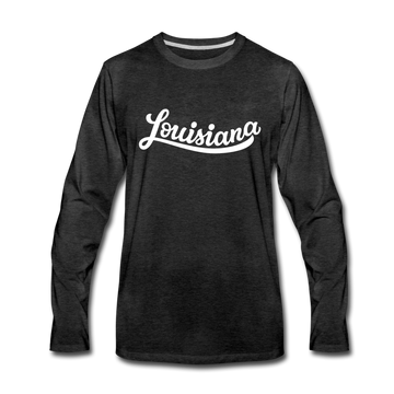 Louisiana Long Sleeve T-Shirt - Hand Lettered Unisex Louisiana Long Sleeve Shirt - charcoal gray