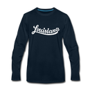 Louisiana Long Sleeve T-Shirt - Hand Lettered Unisex Louisiana Long Sleeve Shirt - deep navy