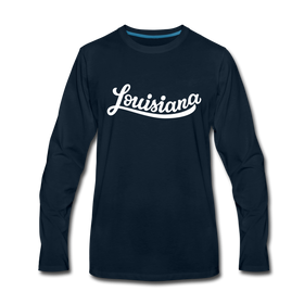 Louisiana Long Sleeve T-Shirt - Hand Lettered Unisex Louisiana Long Sleeve Shirt - deep navy