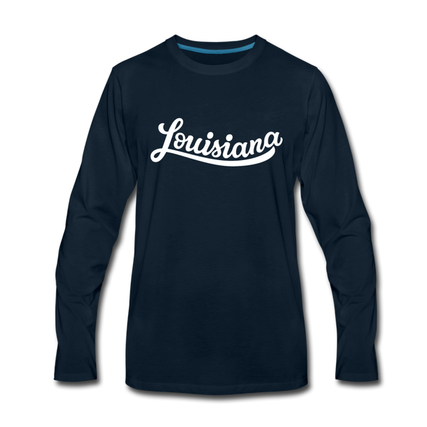 Louisiana Long Sleeve T-Shirt - Hand Lettered Unisex Louisiana Long Sleeve Shirt - deep navy