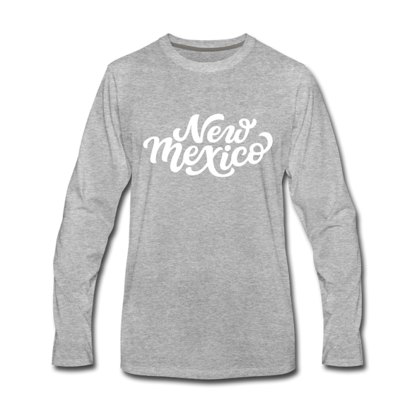 New Mexico Long Sleeve T-Shirt - Hand Lettered Unisex New Mexico Long Sleeve Shirt - heather gray