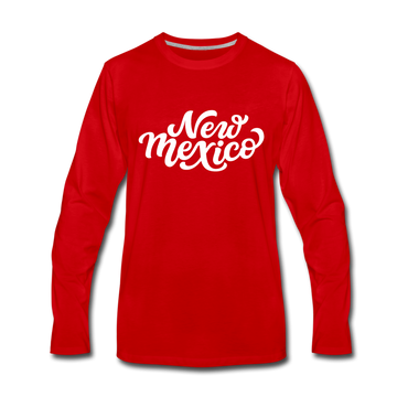 New Mexico Long Sleeve T-Shirt - Hand Lettered Unisex New Mexico Long Sleeve Shirt - red