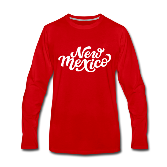 New Mexico Long Sleeve T-Shirt - Hand Lettered Unisex New Mexico Long Sleeve Shirt - red