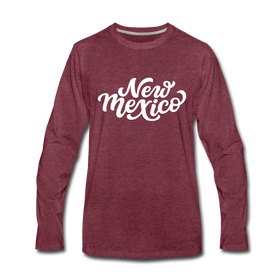 New Mexico Long Sleeve T-Shirt - Hand Lettered Unisex New Mexico Long Sleeve Shirt - heather burgundy
