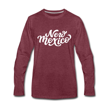 New Mexico Long Sleeve T-Shirt - Hand Lettered Unisex New Mexico Long Sleeve Shirt - heather burgundy