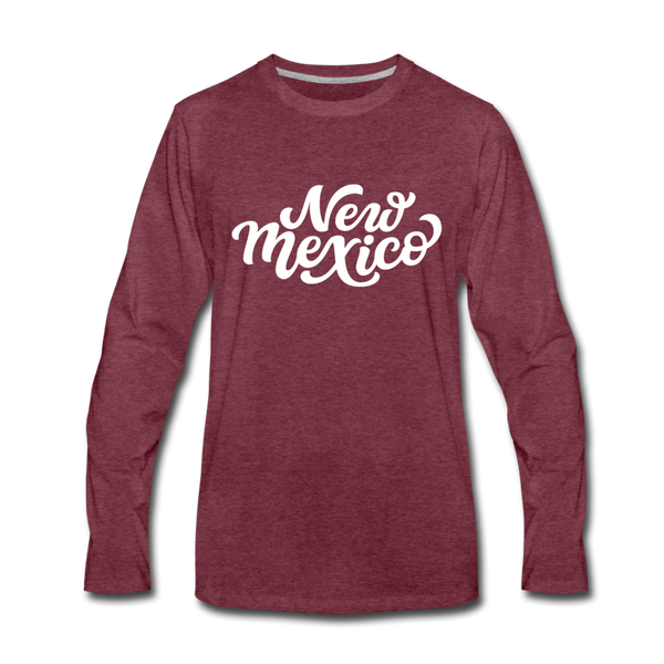 New Mexico Long Sleeve T-Shirt - Hand Lettered Unisex New Mexico Long Sleeve Shirt - heather burgundy