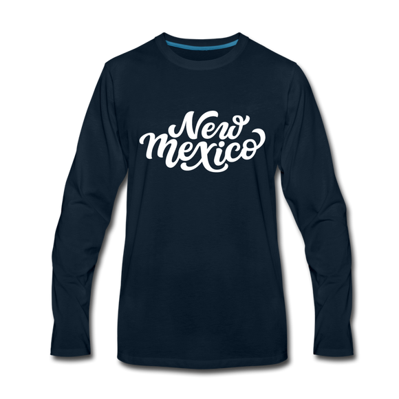 New Mexico Long Sleeve T-Shirt - Hand Lettered Unisex New Mexico Long Sleeve Shirt - deep navy