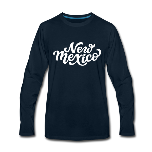 New Mexico Long Sleeve T-Shirt - Hand Lettered Unisex New Mexico Long Sleeve Shirt - deep navy