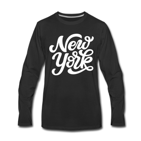 New York Long Sleeve T-Shirt - Hand Lettered Unisex New York Long Sleeve Shirt - black