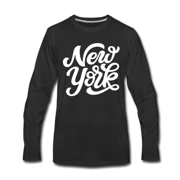 New York Long Sleeve T-Shirt - Hand Lettered Unisex New York Long Sleeve Shirt - black