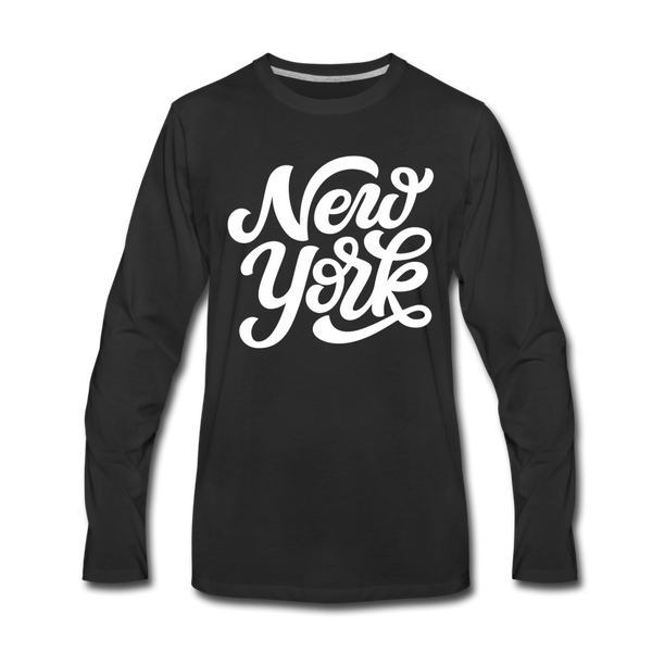 New York Long Sleeve T-Shirt - Hand Lettered Unisex New York Long Sleeve Shirt - black